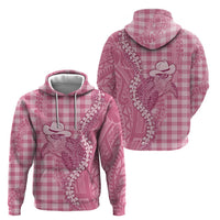 Pink Hawaii Palaka Cowboy Turtle Hoodie Hawaiian Paniolo Puakenikeni Maile Lei - Polynesian Pride