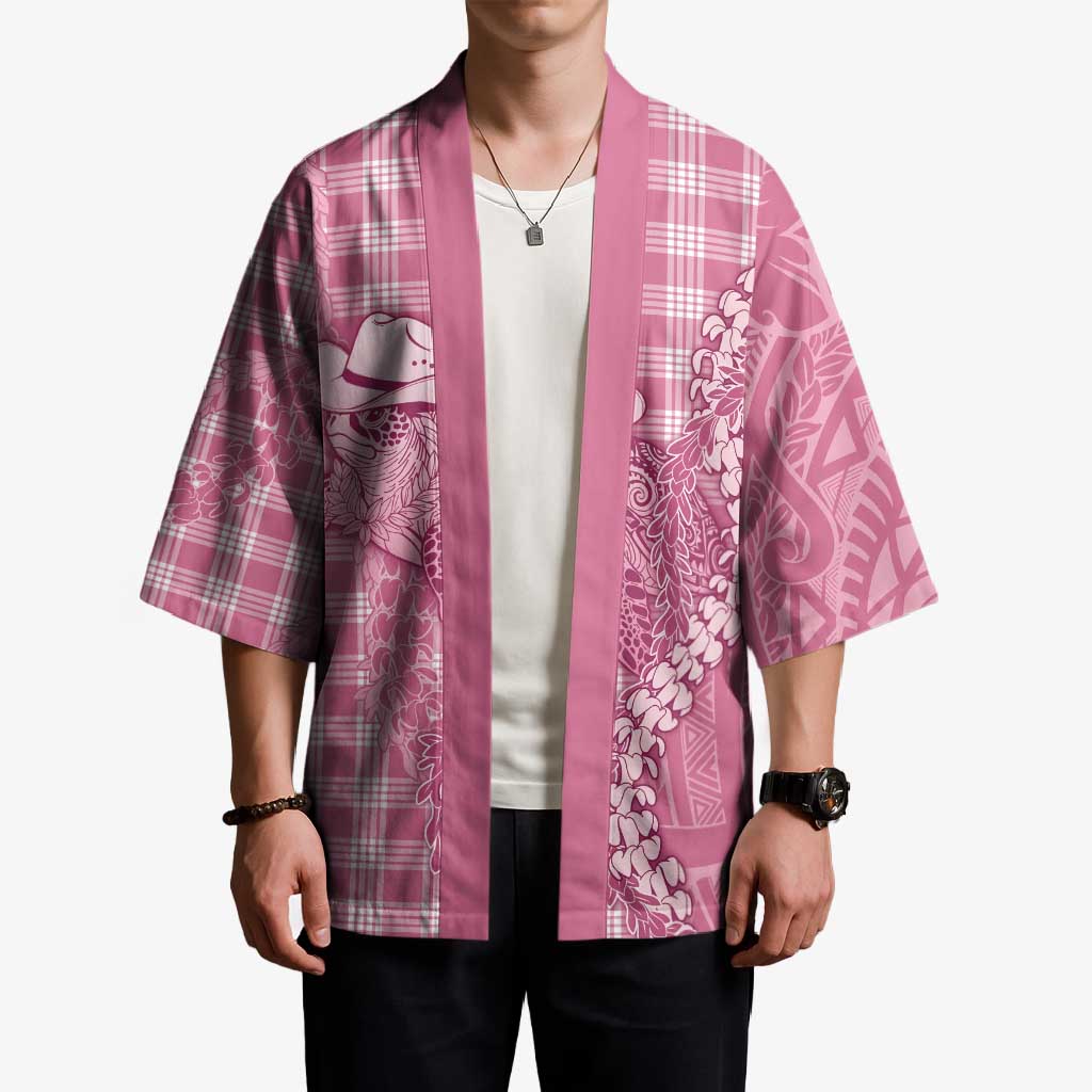 Pink Hawaii Palaka Cowboy Turtle Kimono Hawaiian Paniolo Puakenikeni Maile Lei - Polynesian Pride