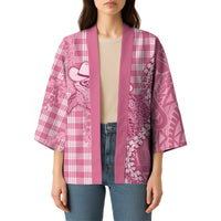 Pink Hawaii Palaka Cowboy Turtle Kimono Hawaiian Paniolo Puakenikeni Maile Lei - Polynesian Pride