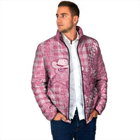 Pink Hawaii Palaka Cowboy Turtle Padded Jacket Hawaiian Paniolo Puakenikeni Maile Lei - Polynesian Pride