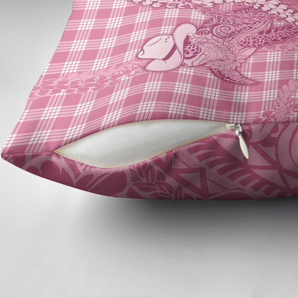 Pink Hawaii Palaka Cowboy Turtle Pillow Cover Hawaiian Paniolo Puakenikeni Maile Lei - Polynesian Pride