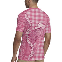 Pink Hawaii Palaka Cowboy Turtle Rugby Jersey Hawaiian Paniolo Puakenikeni Maile Lei - Polynesian Pride