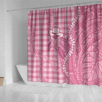 Pink Hawaii Palaka Cowboy Turtle Shower Curtain Hawaiian Paniolo Puakenikeni Maile Lei - Polynesian Pride