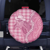 Pink Hawaii Palaka Cowboy Turtle Spare Tire Cover Hawaiian Paniolo Puakenikeni Maile Lei - Polynesian Pride