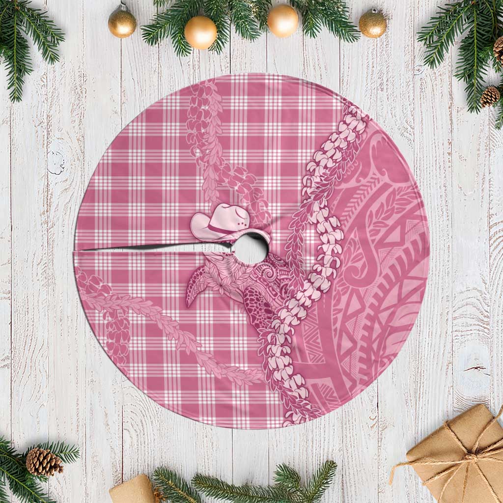 Pink Hawaii Palaka Cowboy Turtle Tree Skirt Hawaiian Paniolo Puakenikeni Maile Lei - Polynesian Pride
