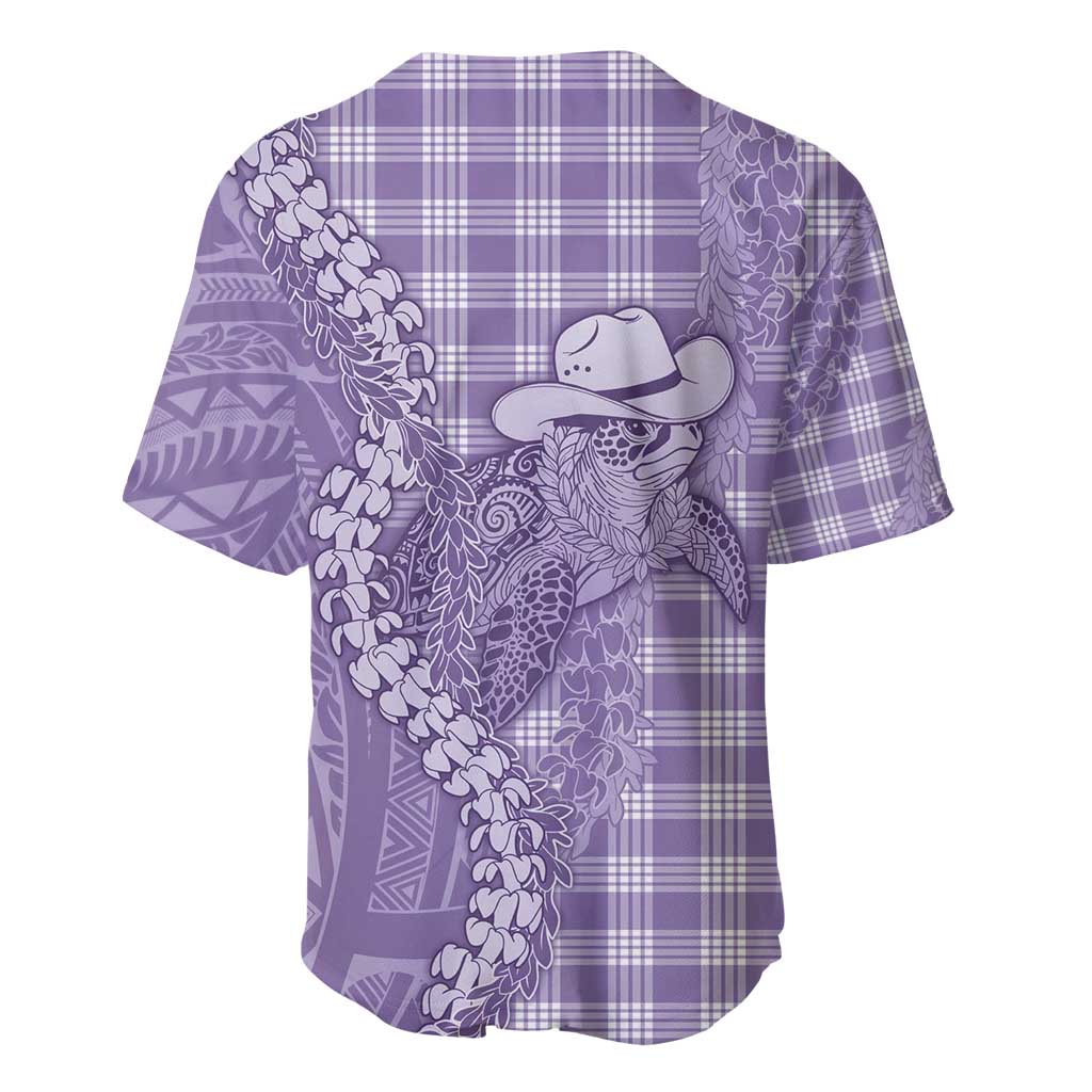Purple Hawaii Palaka Cowboy Turtle Baseball Jersey Hawaiian Paniolo Puakenikeni Maile Lei - Polynesian Pride