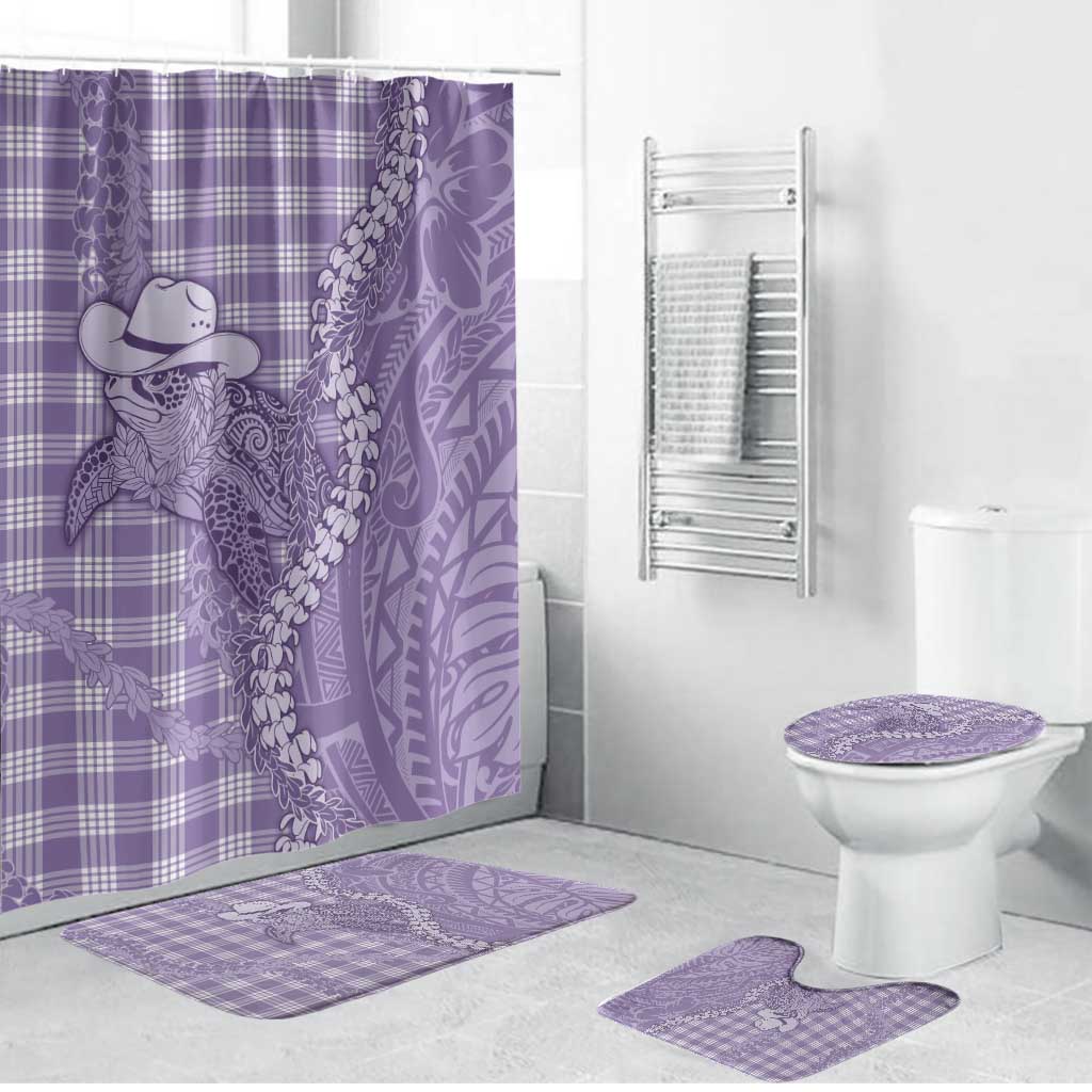 Purple Hawaii Palaka Cowboy Turtle Bathroom Set Hawaiian Paniolo Puakenikeni Maile Lei - Polynesian Pride