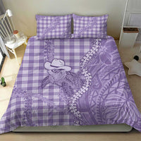 Purple Hawaii Palaka Cowboy Turtle Bedding Set Hawaiian Paniolo Puakenikeni Maile Lei - Polynesian Pride
