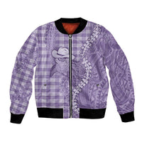 Purple Hawaii Palaka Cowboy Turtle Bomber Jacket Hawaiian Paniolo Puakenikeni Maile Lei - Polynesian Pride