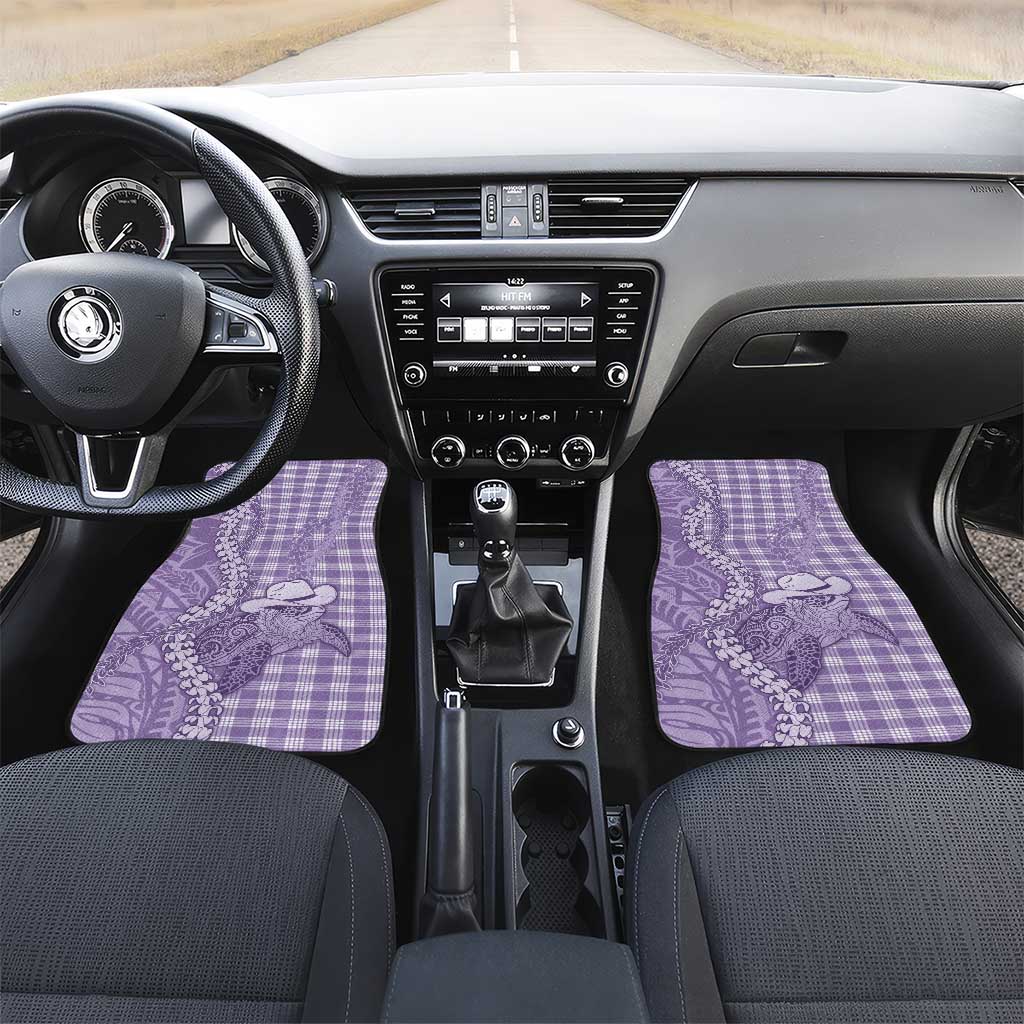 Purple Hawaii Palaka Cowboy Turtle Car Mats Hawaiian Paniolo Puakenikeni Maile Lei - Polynesian Pride