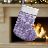 Purple Hawaii Palaka Cowboy Turtle Christmas Stocking Hawaiian Paniolo Puakenikeni Maile Lei - Polynesian Pride