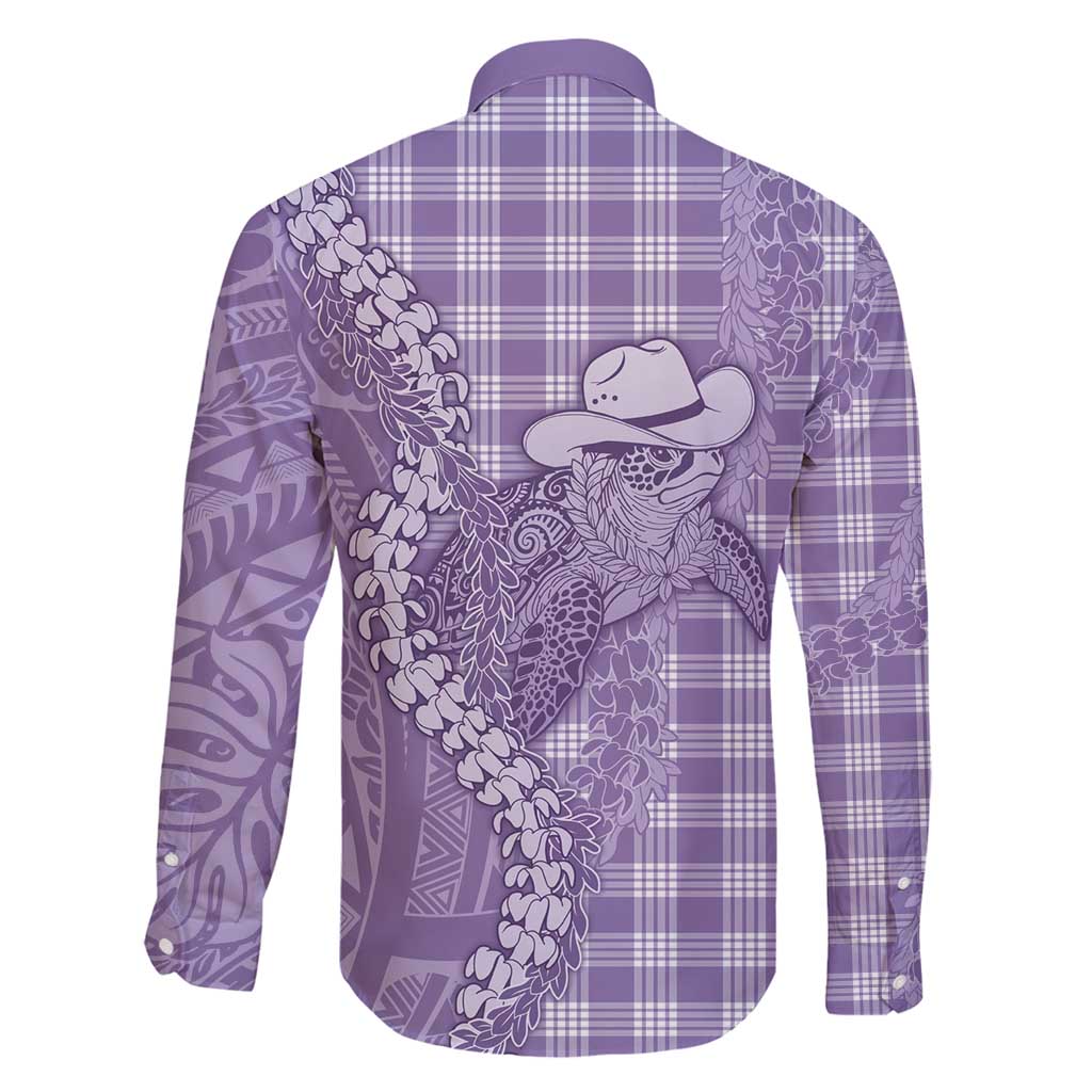 Purple Hawaii Palaka Cowboy Turtle Family Matching Mermaid Dress and Hawaiian Shirt Hawaiian Paniolo Puakenikeni Maile Lei - Polynesian Pride