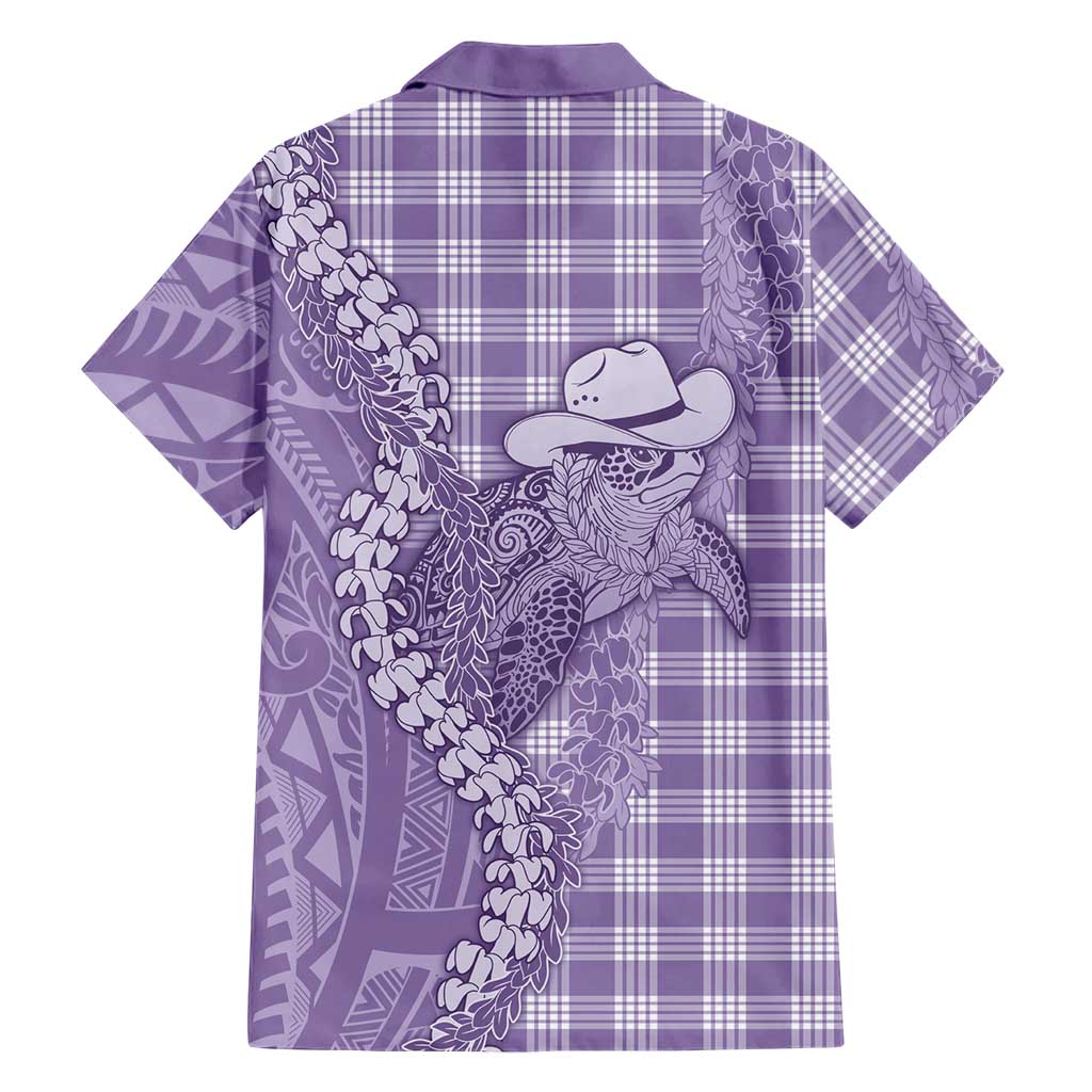 Purple Hawaii Palaka Cowboy Turtle Family Matching Puletasi and Hawaiian Shirt Hawaiian Paniolo Puakenikeni Maile Lei DT05 - Polynesian Pride