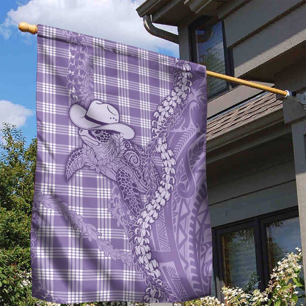 Purple Hawaii Palaka Cowboy Turtle Garden Flag Hawaiian Paniolo Puakenikeni Maile Lei - Polynesian Pride
