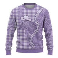 Purple Hawaii Palaka Cowboy Turtle Ugly Christmas Sweater Hawaiian Paniolo Puakenikeni Maile Lei - Polynesian Pride