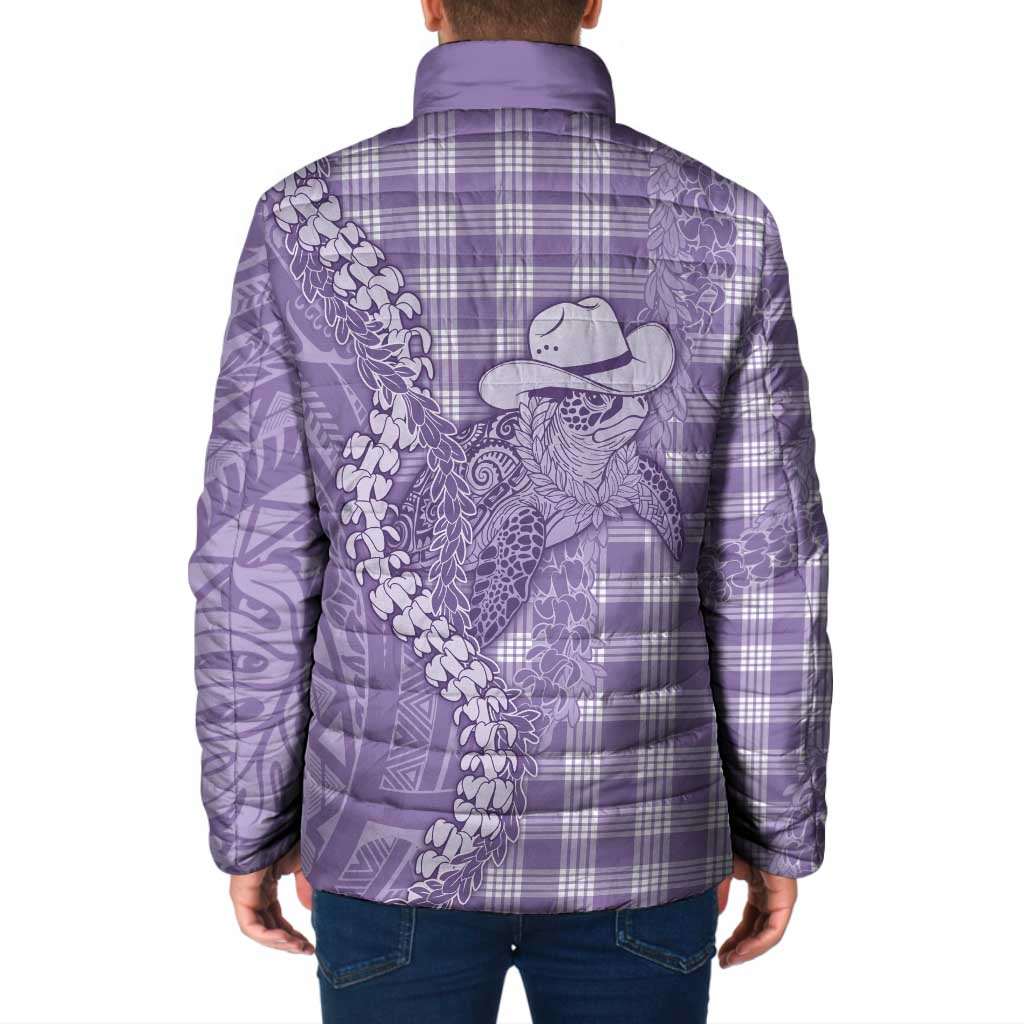 Purple Hawaii Palaka Cowboy Turtle Padded Jacket Hawaiian Paniolo Puakenikeni Maile Lei - Polynesian Pride