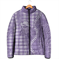 Purple Hawaii Palaka Cowboy Turtle Padded Jacket Hawaiian Paniolo Puakenikeni Maile Lei - Polynesian Pride