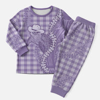 Purple Hawaii Palaka Cowboy Turtle Christmas Pajama Set Hawaiian Paniolo Puakenikeni Maile Lei - Polynesian Pride