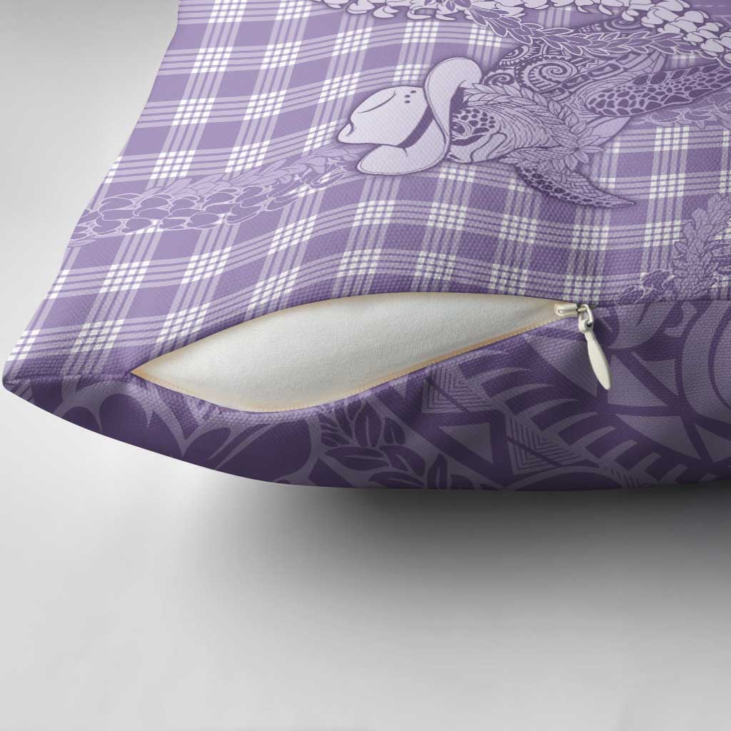 Purple Hawaii Palaka Cowboy Turtle Pillow Cover Hawaiian Paniolo Puakenikeni Maile Lei - Polynesian Pride