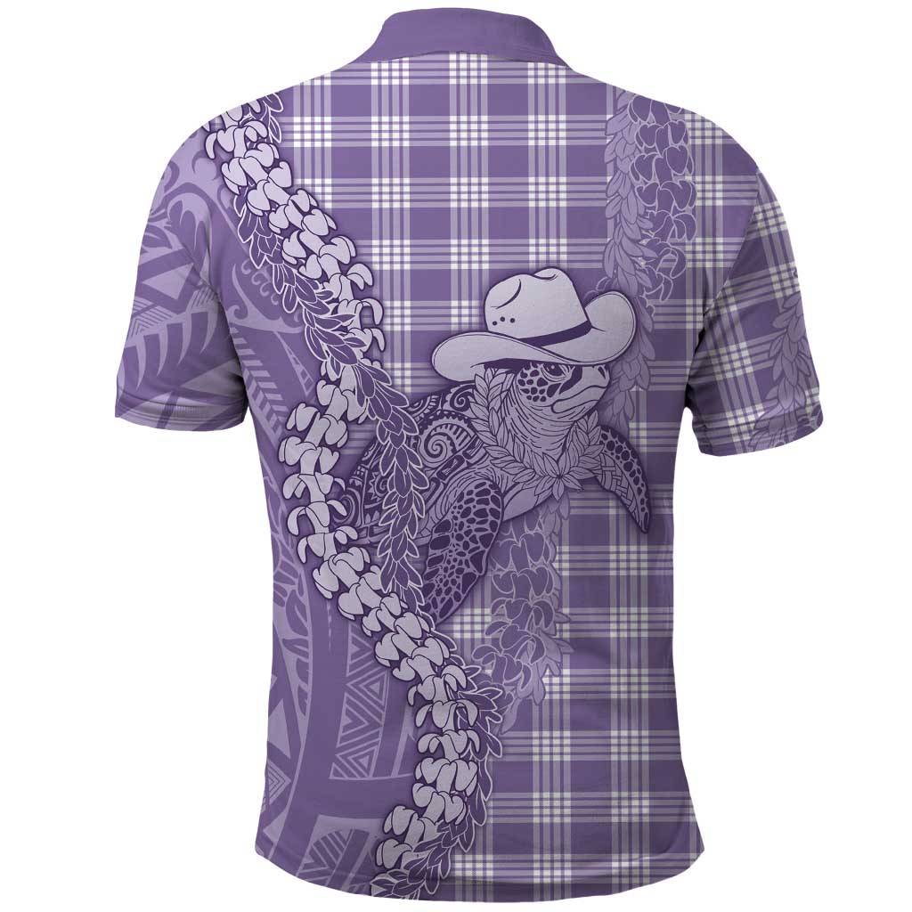 Purple Hawaii Palaka Cowboy Turtle Polo Shirt Hawaiian Paniolo Puakenikeni Maile Lei - Polynesian Pride
