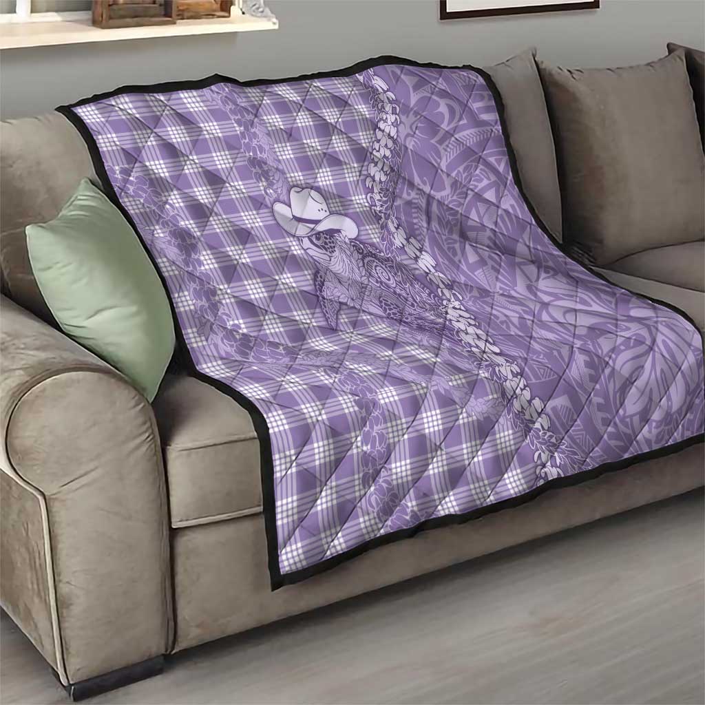 Purple Hawaii Palaka Cowboy Turtle Quilt Hawaiian Paniolo Puakenikeni Maile Lei - Polynesian Pride