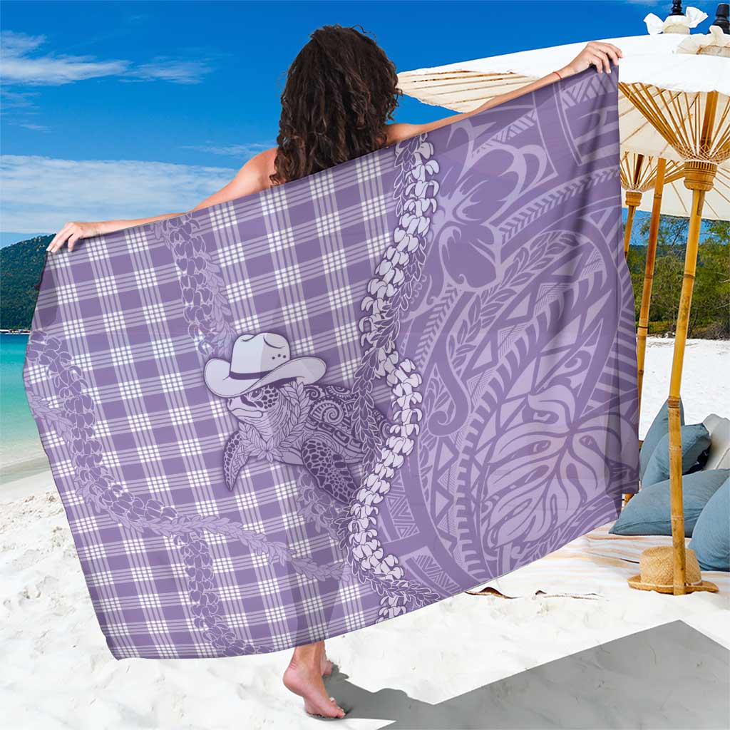 Purple Hawaii Palaka Cowboy Turtle Sarong Hawaiian Paniolo Puakenikeni Maile Lei - Polynesian Pride