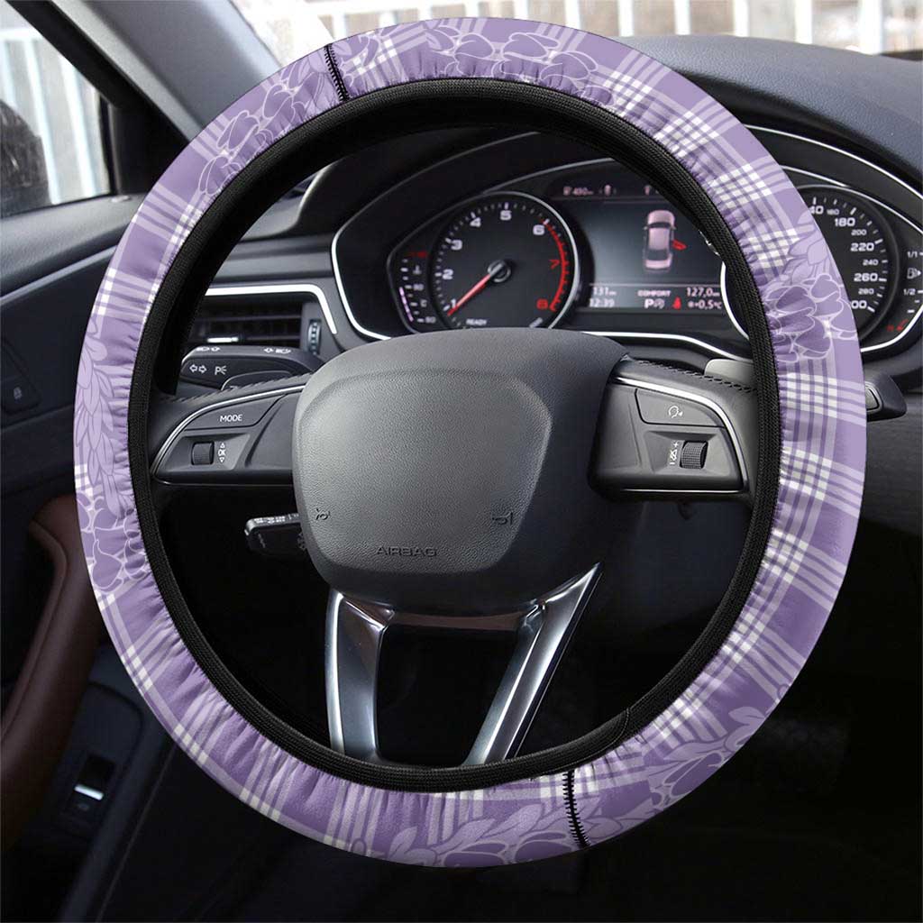 Purple Hawaii Palaka Cowboy Turtle Steering Wheel Cover Hawaiian Paniolo Puakenikeni Maile Lei - Polynesian Pride