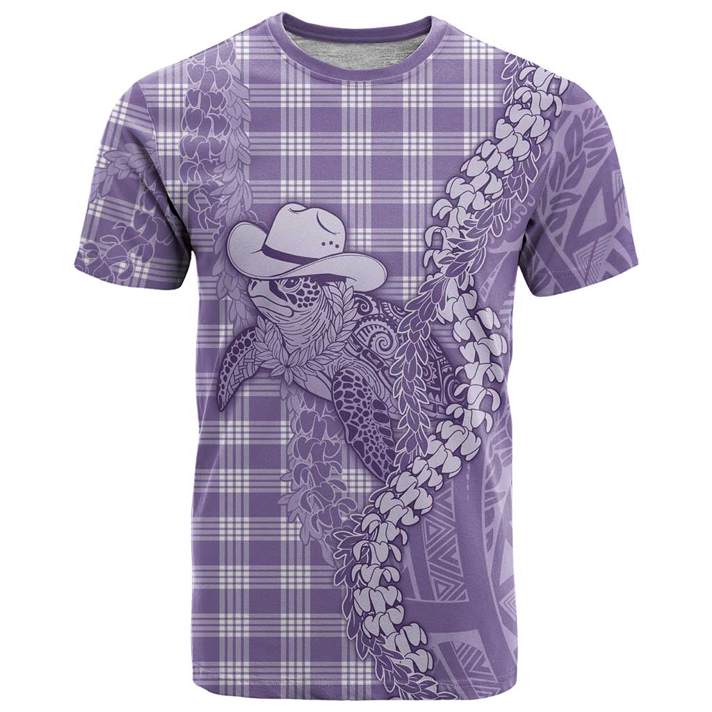 Purple Hawaii Palaka Cowboy Turtle T Shirt Hawaiian Paniolo Puakenikeni Maile Lei - Polynesian Pride
