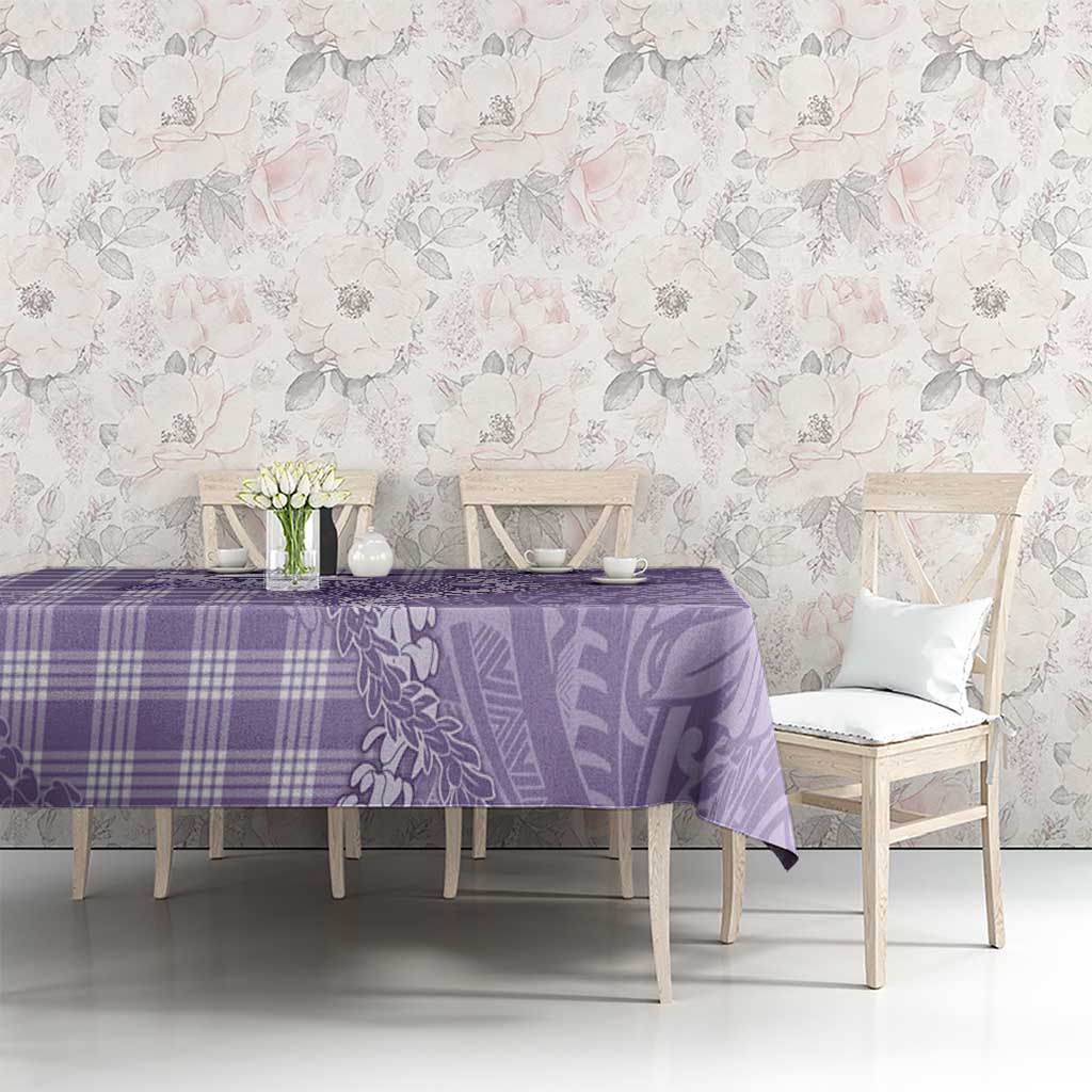 Purple Hawaii Palaka Cowboy Turtle Tablecloth Hawaiian Paniolo Puakenikeni Maile Lei - Polynesian Pride