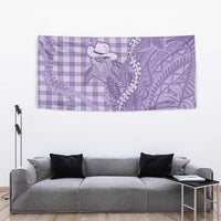 Purple Hawaii Palaka Cowboy Turtle Tapestry Hawaiian Paniolo Puakenikeni Maile Lei - Polynesian Pride