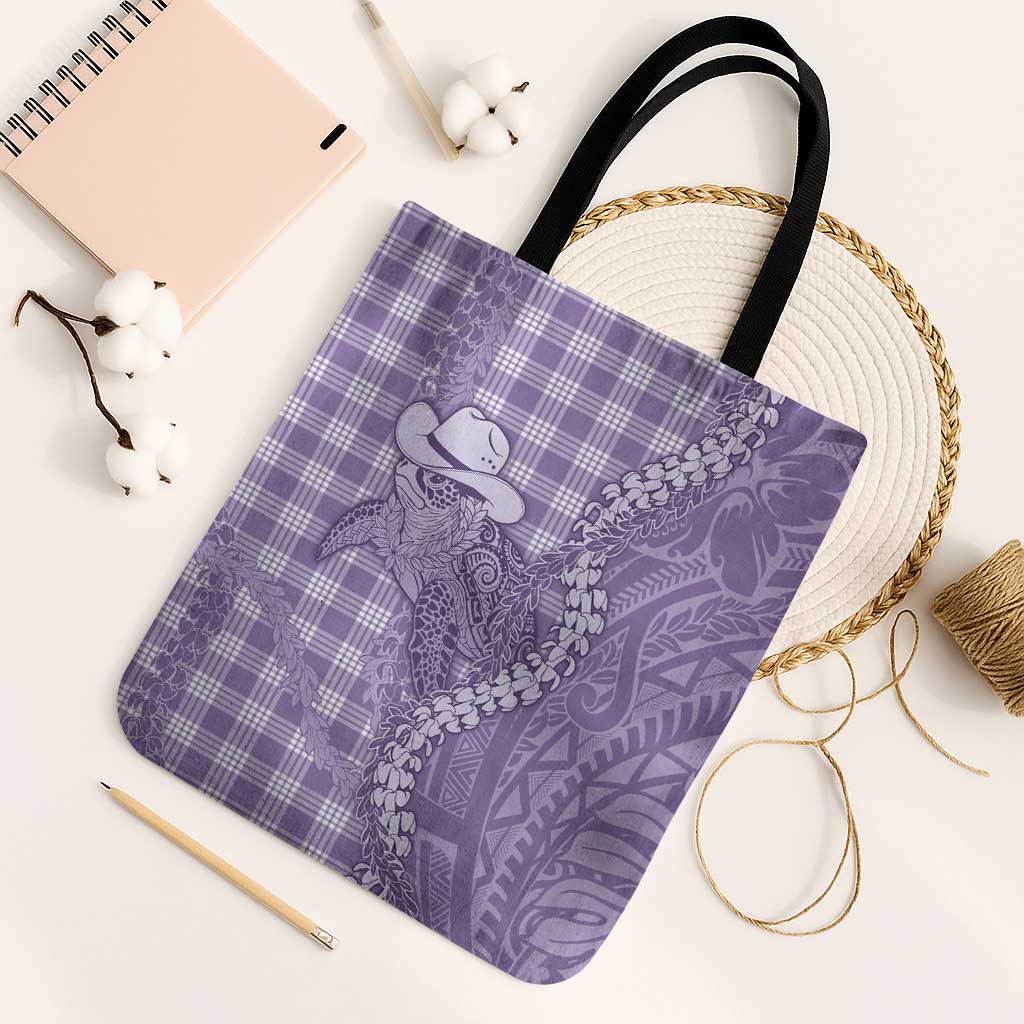 Purple Hawaii Palaka Cowboy Turtle Tote Bag Hawaiian Paniolo Puakenikeni Maile Lei - Polynesian Pride