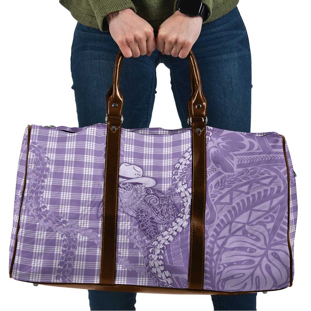 Purple Hawaii Palaka Cowboy Turtle Travel Bag Hawaiian Paniolo Puakenikeni Maile Lei - Polynesian Pride