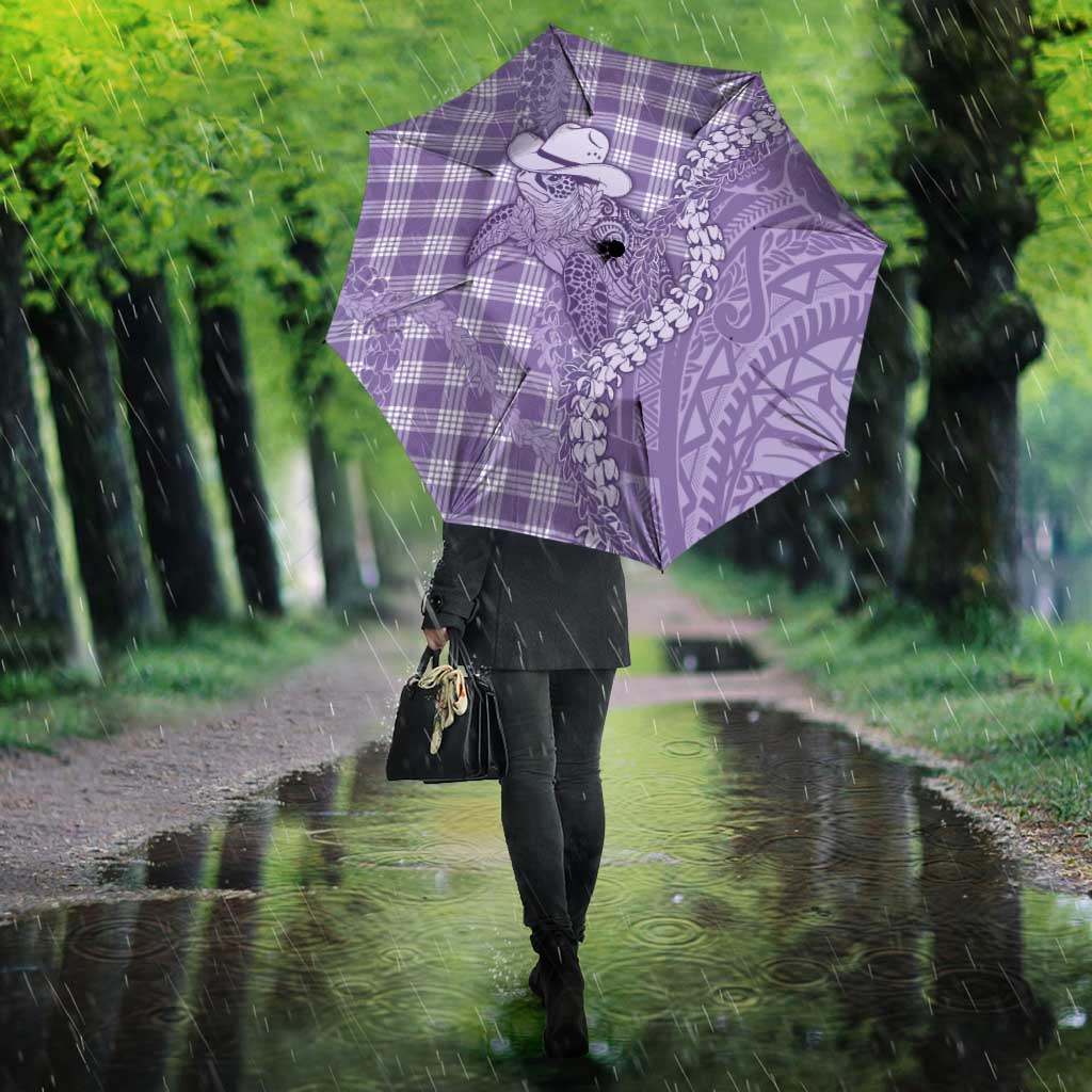 Purple Hawaii Palaka Cowboy Turtle Umbrella Hawaiian Paniolo Puakenikeni Maile Lei - Polynesian Pride