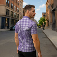 Purple Hawaii Palaka Cowboy Turtle Zipper Polo Shirt Hawaiian Paniolo Puakenikeni Maile Lei - Polynesian Pride
