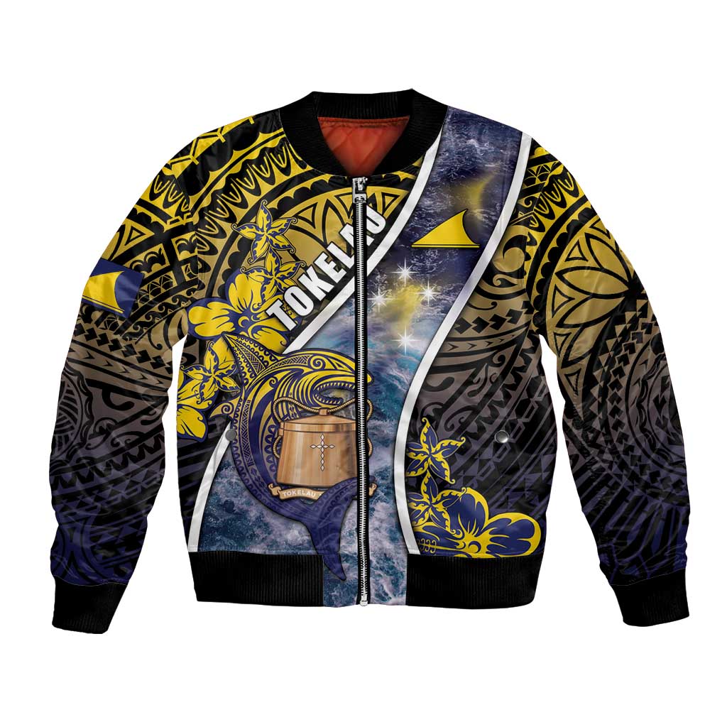 Personalised Tokelau Bomber Jacket National Badge Waves Style