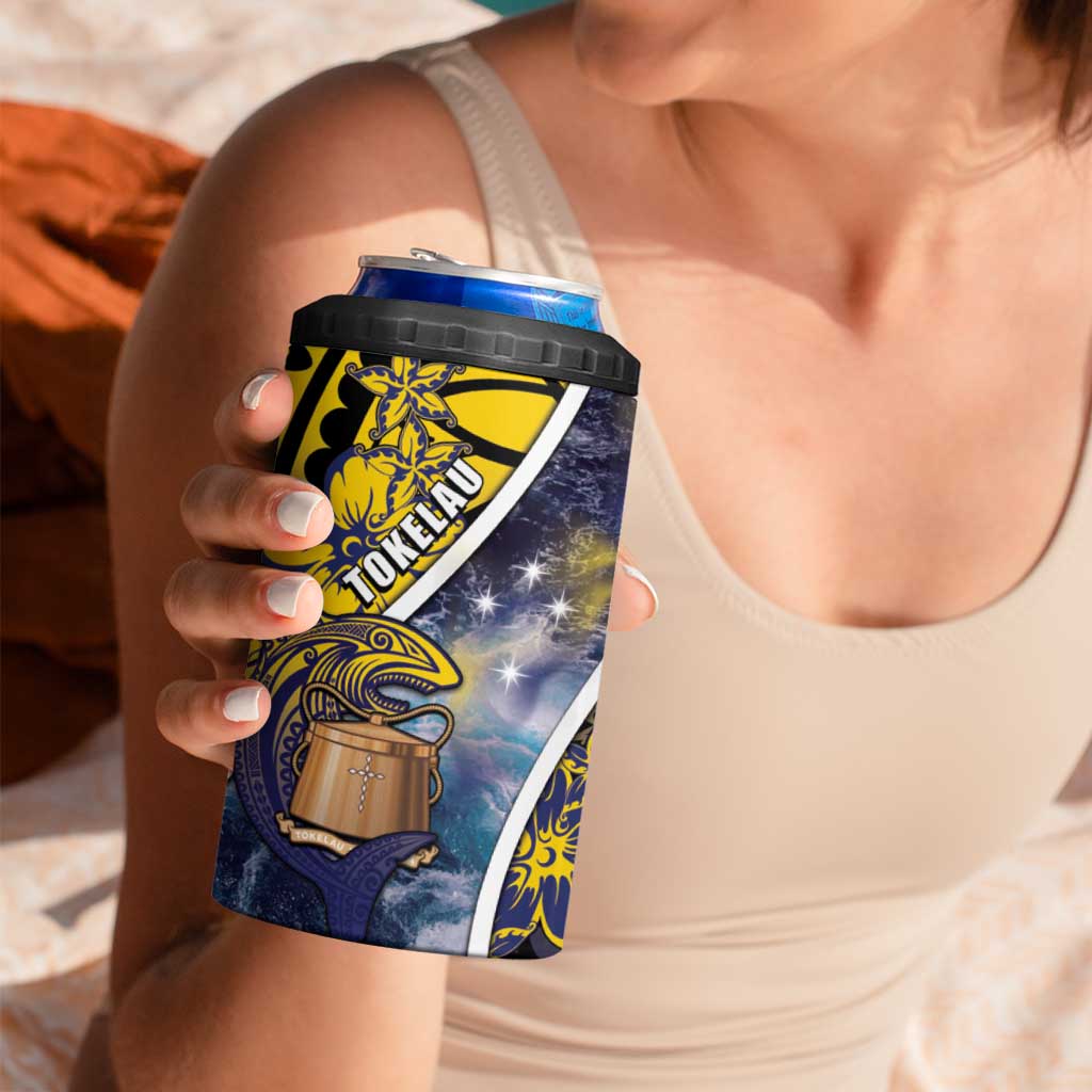 Personalised Tokelau 4 in 1 Can Cooler Tumbler National Badge Waves Style
