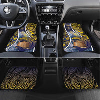Tokelau Car Mats National Badge Waves Style DT05 Set 4pcs Yellow - Polynesian Pride
