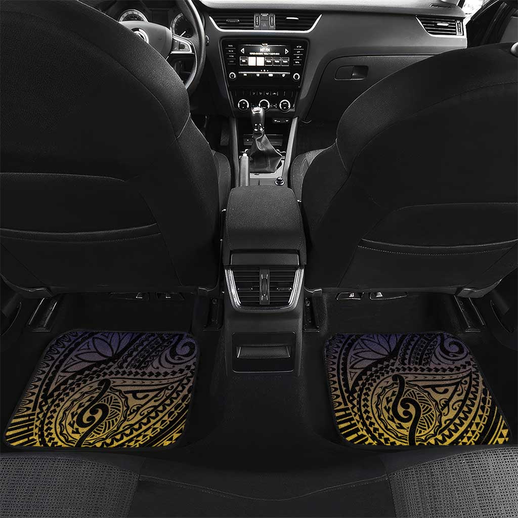 Tokelau Car Mats National Badge Waves Style DT05 Set 2pcs - Back Yellow - Polynesian Pride
