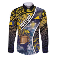 Personalised Tokelau Family Matching Short Sleeve Bodycon Dress and Hawaiian Shirt National Badge Waves Style