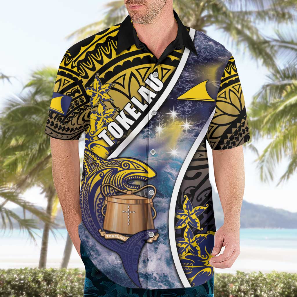Personalised Tokelau Hawaiian Shirt National Badge Waves Style