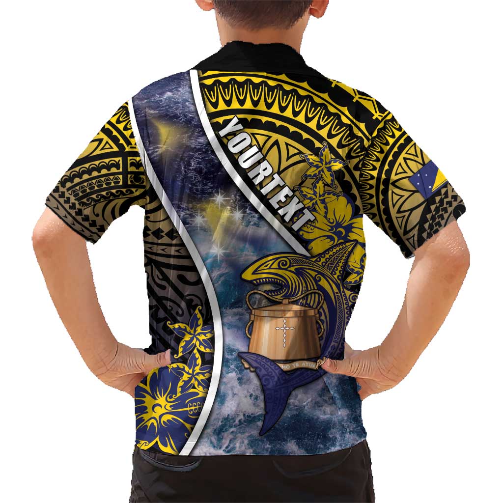 Personalised Tokelau Hawaiian Shirt National Badge Waves Style