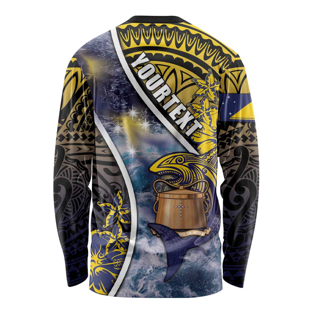 Personalised Tokelau Long Sleeve Shirt National Badge Waves Style