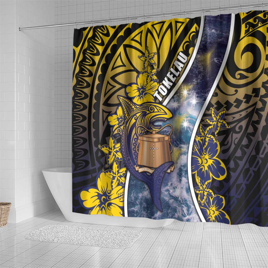 Tokelau Shower Curtain National Badge Waves Style