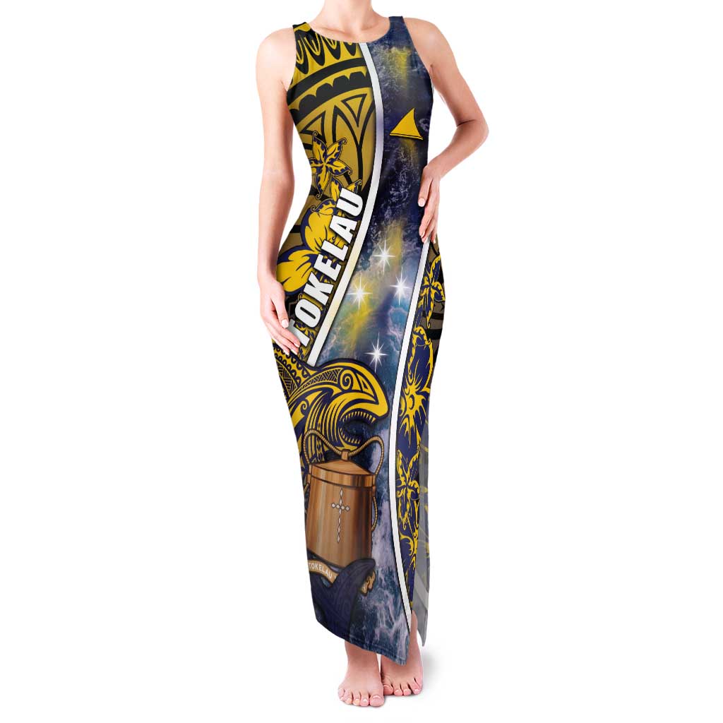 Personalised Tokelau Tank Maxi Dress National Badge Waves Style