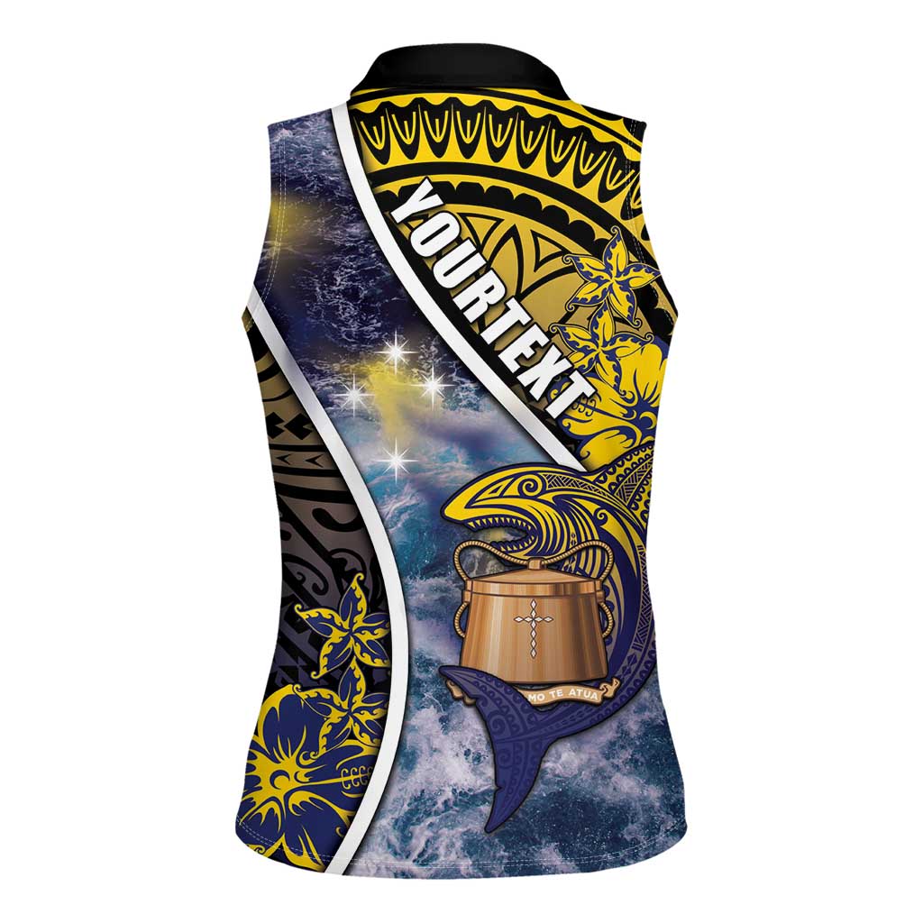 Personalised Tokelau Women Sleeveless Polo Shirt National Badge Waves Style