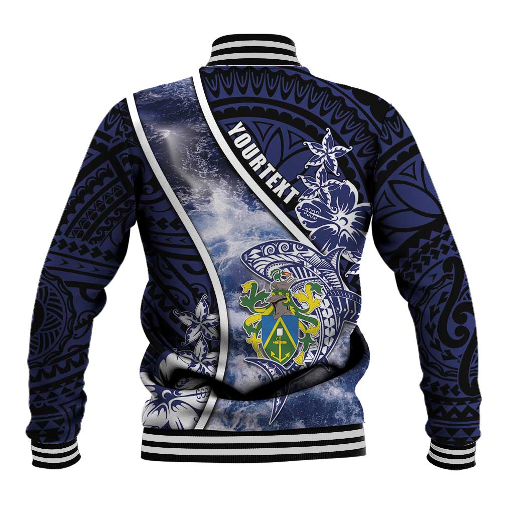 Personalised Pitcairn Islands Baseball Jacket Coat Of Arms Waves Style DT05 - Polynesian Pride