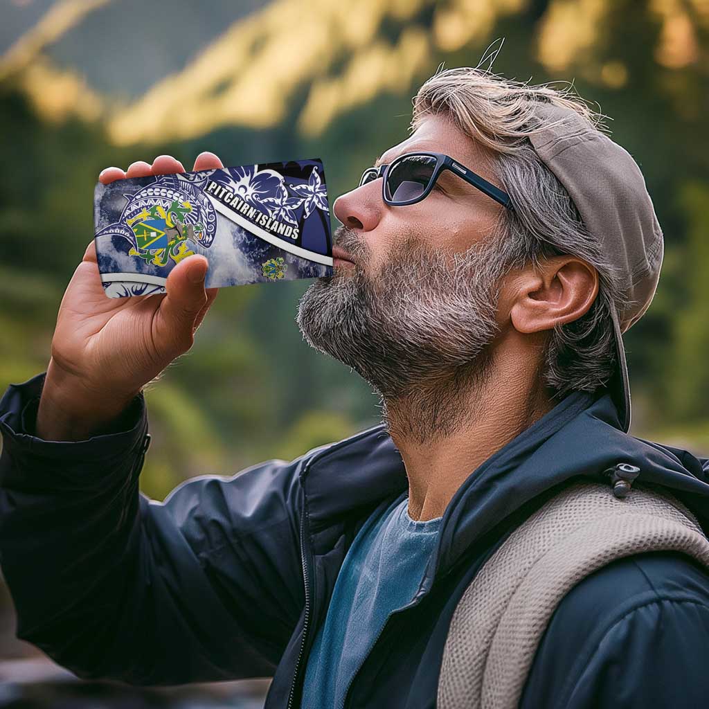 Personalised Pitcairn Islands 4 in 1 Can Cooler Tumbler Coat Of Arms Waves Style