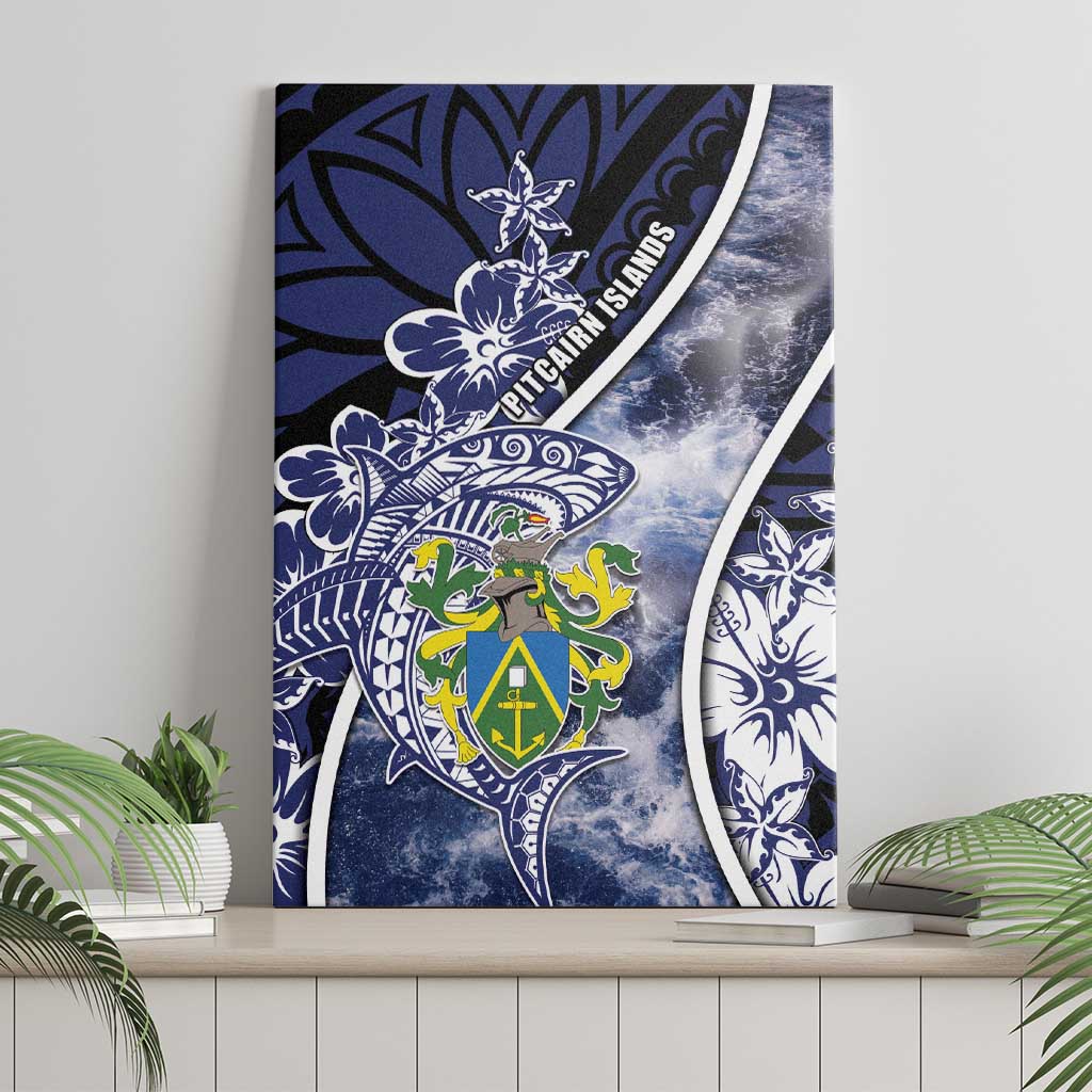 Pitcairn Islands Canvas Wall Art Coat Of Arms Waves Style