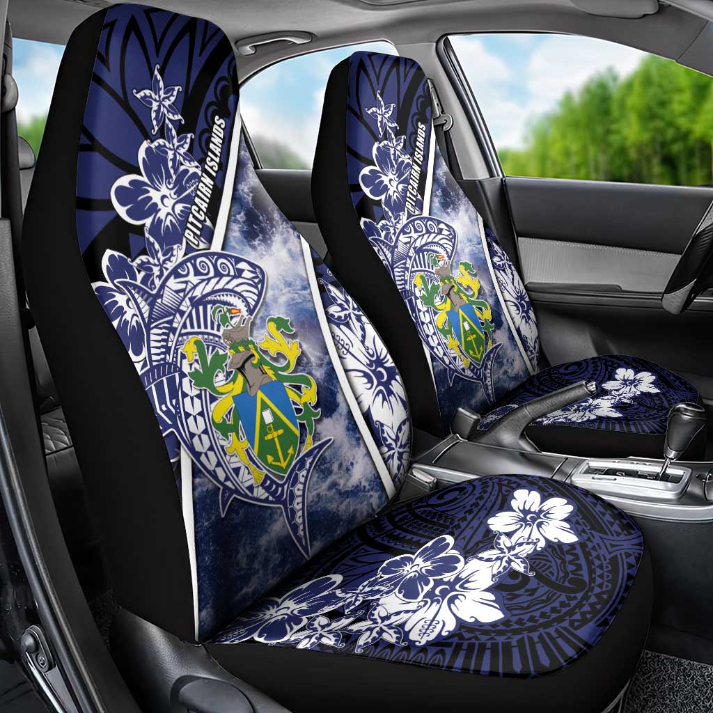 Pitcairn Islands Car Seat Cover Coat Of Arms Waves Style
