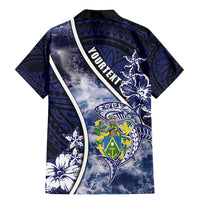 Personalised Pitcairn Islands Family Matching Mermaid Dress and Hawaiian Shirt Coat Of Arms Waves Style